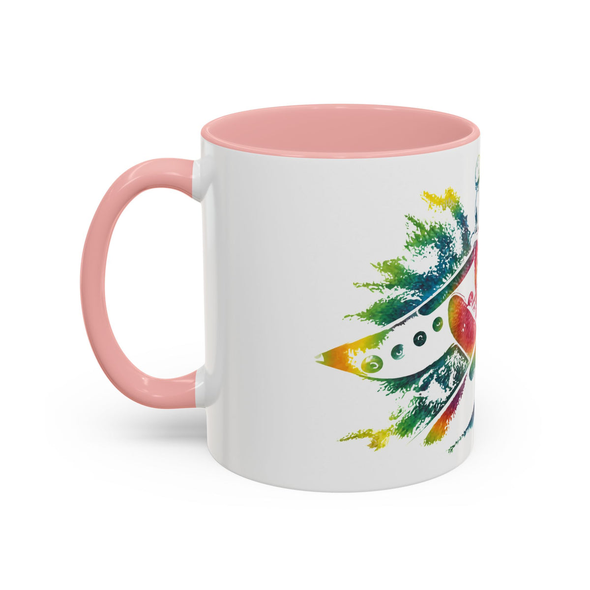 Rainbow Canoe Paddle Design Coffee Mug | Accent Coffee Mug