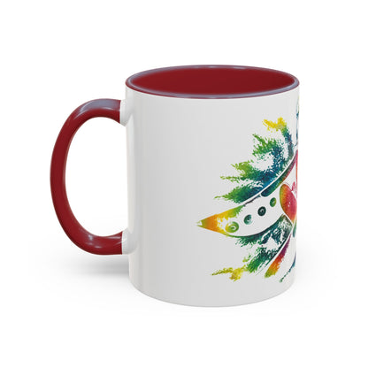 Rainbow Canoe Paddle Design Coffee Mug | Accent Coffee Mug