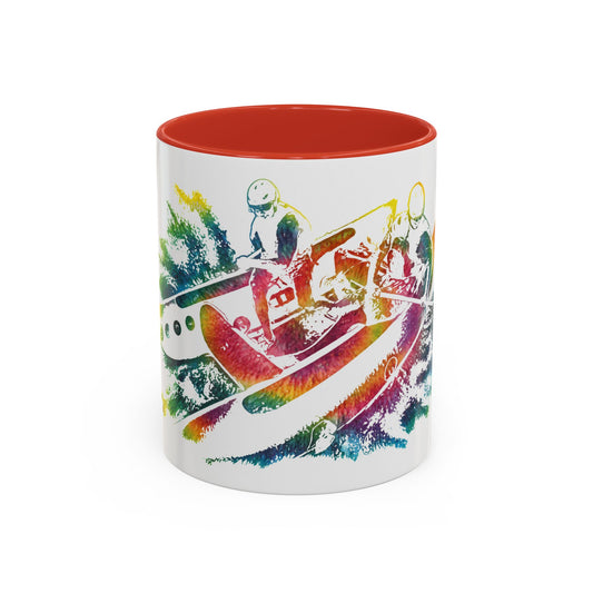 Rainbow Canoe Paddle Design Coffee Mug | Accent Coffee Mug