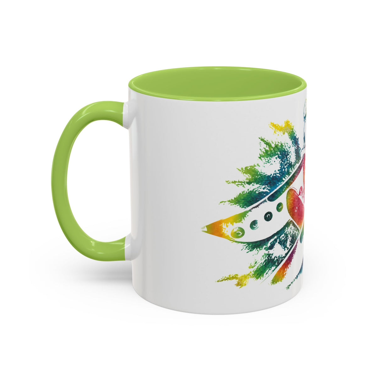 Rainbow Canoe Paddle Design Coffee Mug | Accent Coffee Mug