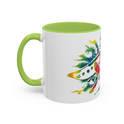 Rainbow Canoe Paddle Design Coffee Mug | Accent Coffee Mug