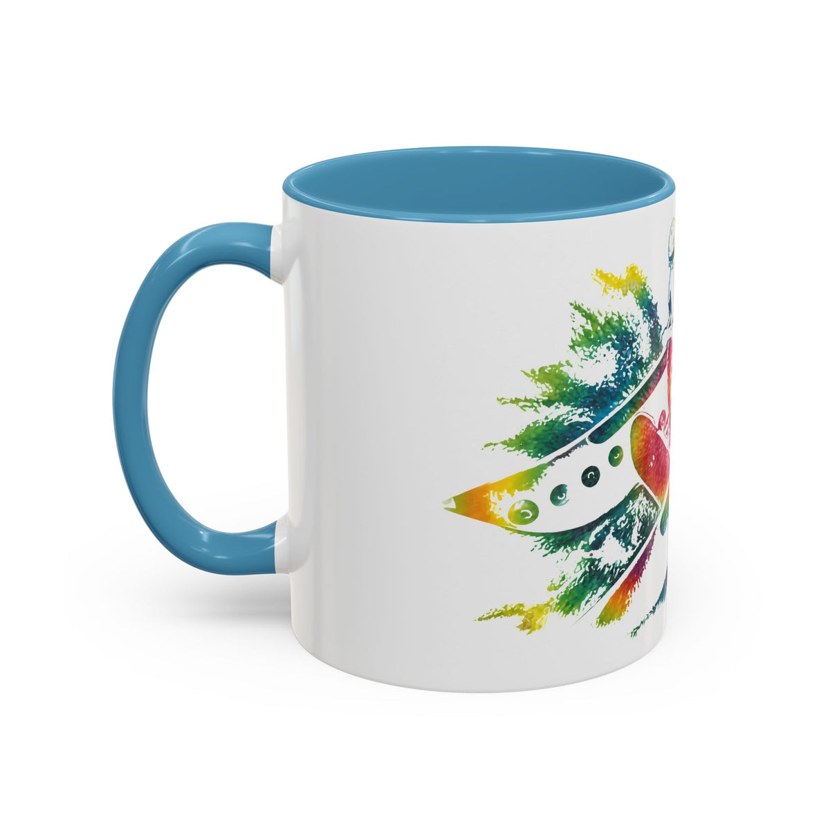 Rainbow Canoe Paddle Design Coffee Mug | Accent Coffee Mug