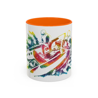 Rainbow Canoe Paddle Design Coffee Mug | Accent Coffee Mug