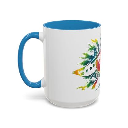 Rainbow Canoe Paddle Design Coffee Mug | Accent Coffee Mug