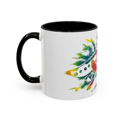 Rainbow Canoe Paddle Design Coffee Mug | Accent Coffee Mug
