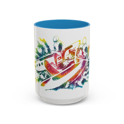 Rainbow Canoe Paddle Design Coffee Mug | Accent Coffee Mug