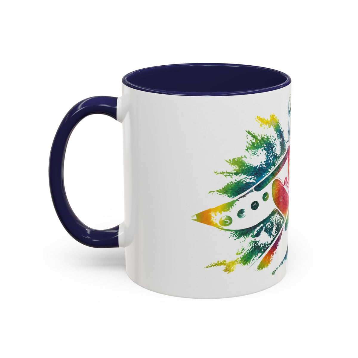 Rainbow Canoe Paddle Design Coffee Mug | Accent Coffee Mug