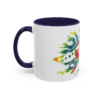 Rainbow Canoe Paddle Design Coffee Mug | Accent Coffee Mug