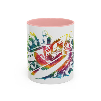 Rainbow Canoe Paddle Design Coffee Mug | Accent Coffee Mug