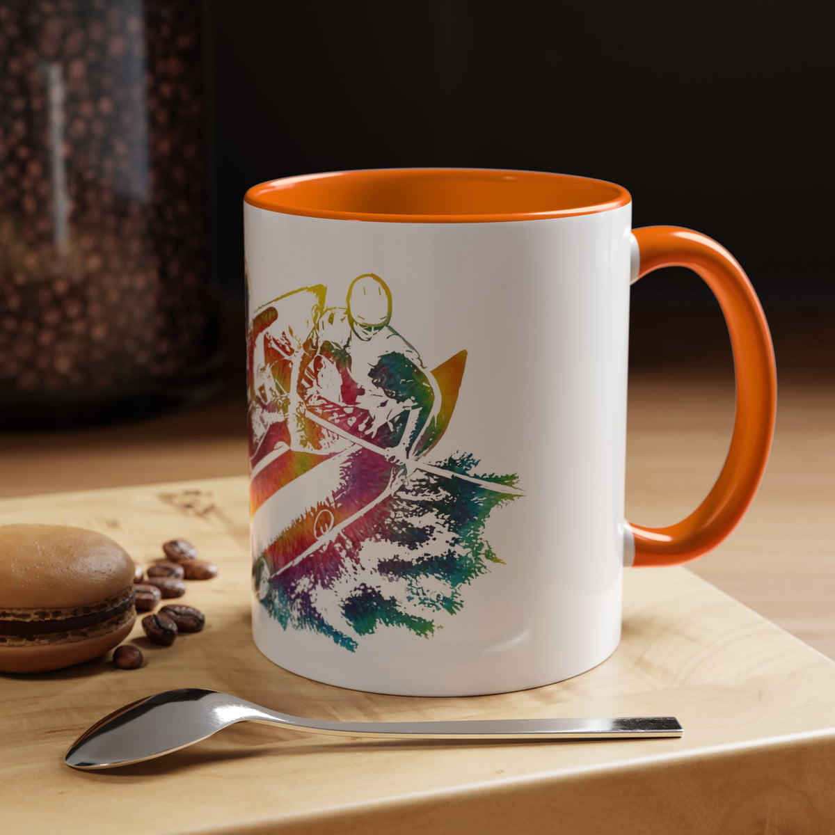 Rainbow Canoe Paddle Design Coffee Mug | Accent Coffee Mug