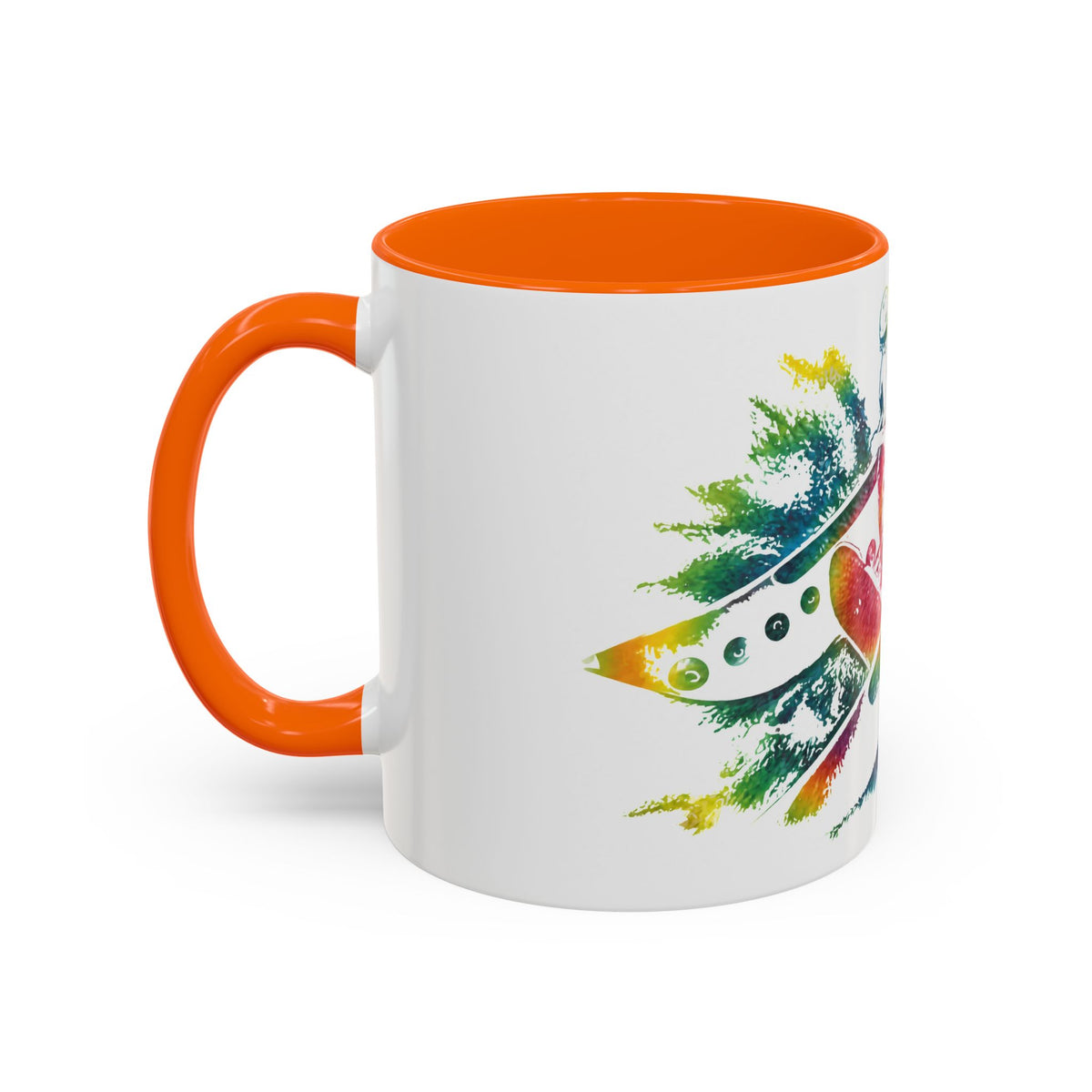 Rainbow Canoe Paddle Design Coffee Mug | Accent Coffee Mug