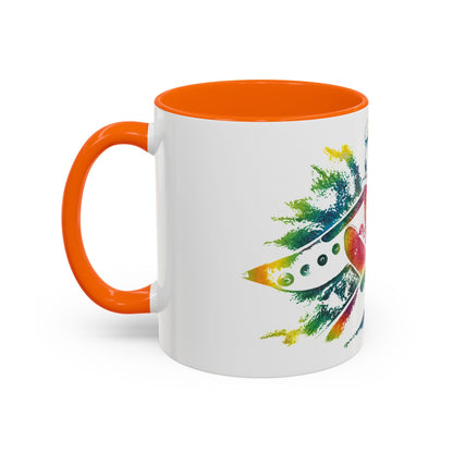 Rainbow Canoe Paddle Design Coffee Mug | Accent Coffee Mug