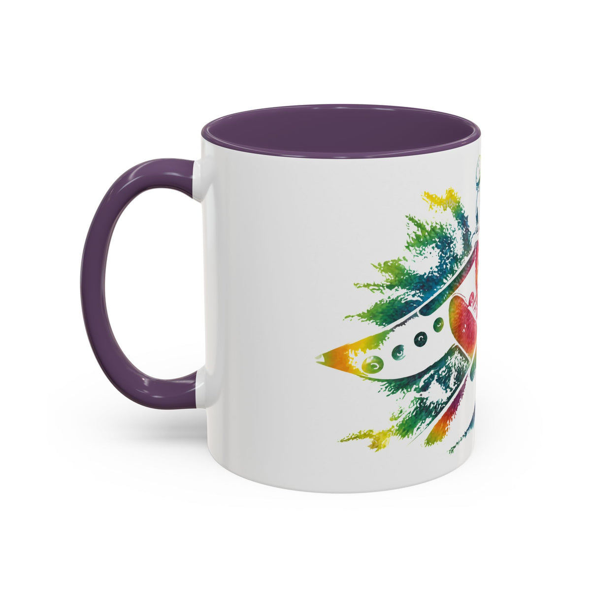 Rainbow Canoe Paddle Design Coffee Mug | Accent Coffee Mug