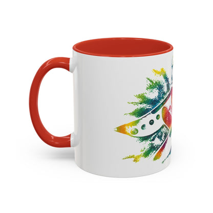 Rainbow Canoe Paddle Design Coffee Mug | Accent Coffee Mug