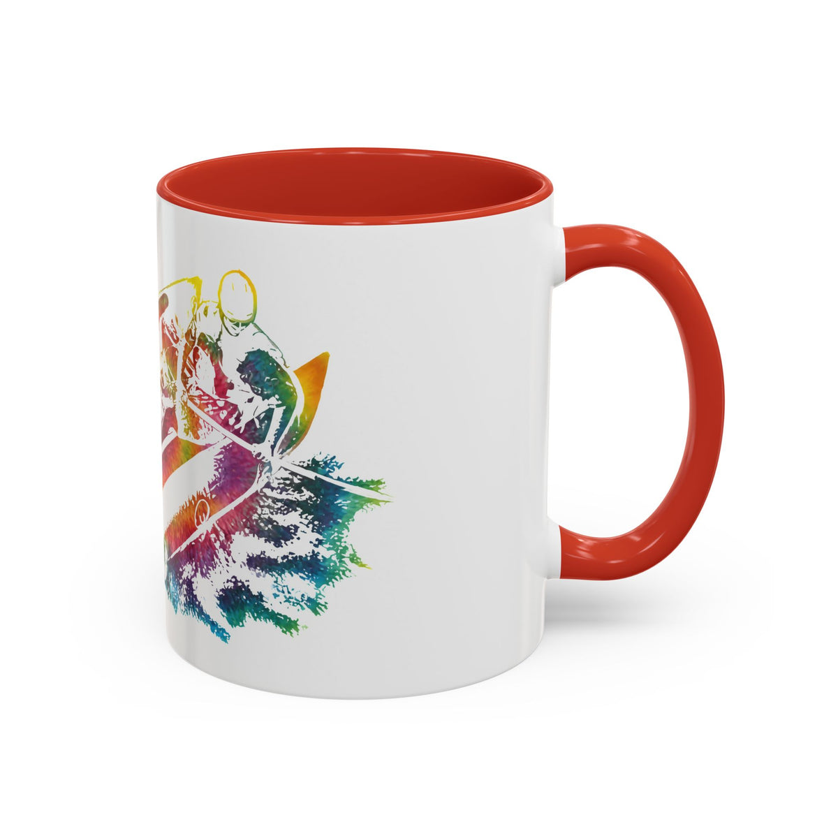 Rainbow Canoe Paddle Design Coffee Mug | Accent Coffee Mug