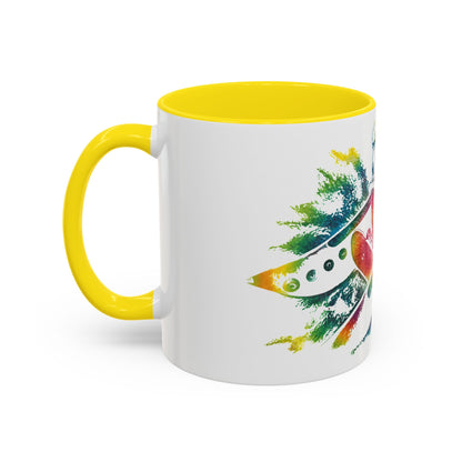 Rainbow Canoe Paddle Design Coffee Mug | Accent Coffee Mug