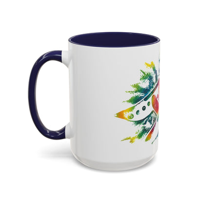 Rainbow Canoe Paddle Design Coffee Mug | Accent Coffee Mug